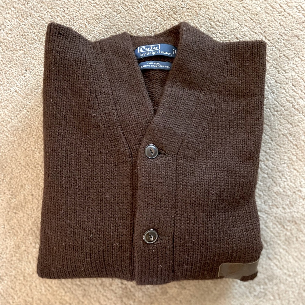 Polo dark brown men’s button down sweater.  Size XXL